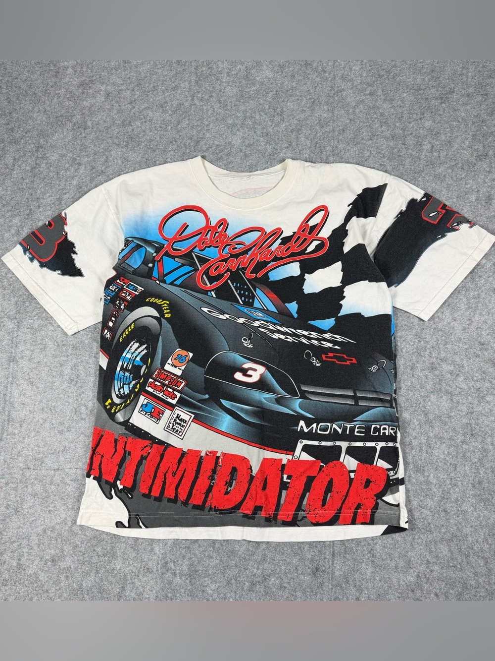 Vintagr 90s NASCAR Dale Earnhardt The Intimidator Y2K AOP T Shirt Size XL